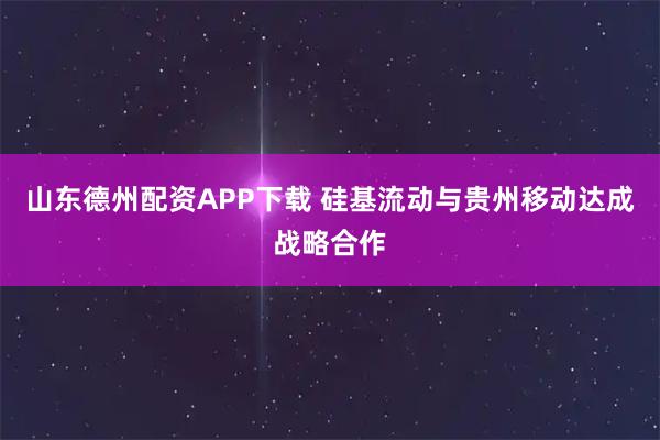 山东德州配资APP下载 硅基流动与贵州移动达成战略合作